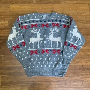 100% Shetland Wool Christmas Reindeer Sweater
